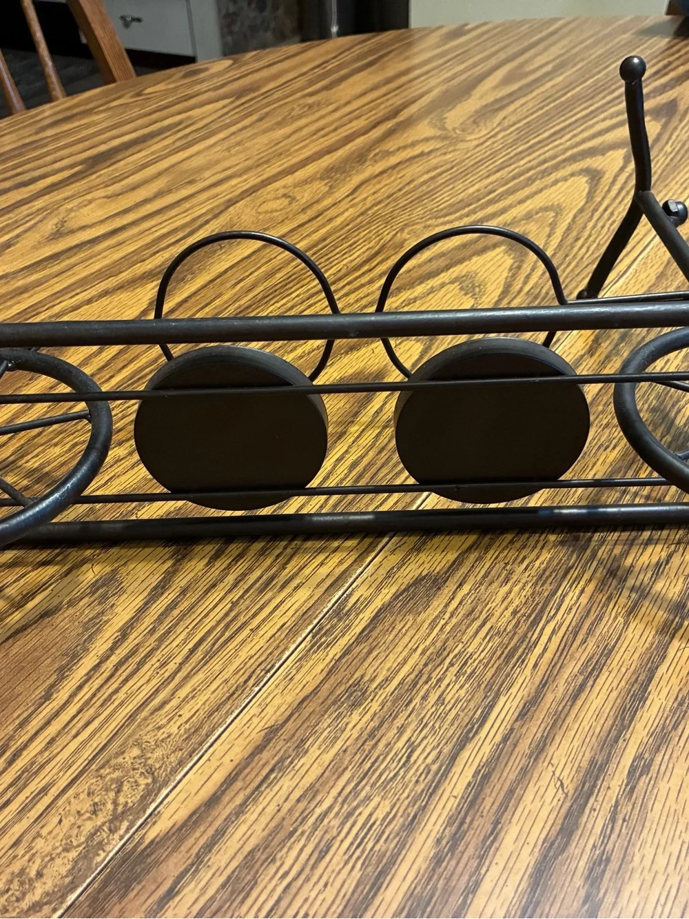wrought iron tandem bicycle tabletop candle holder decor piece  16” x 9.5”